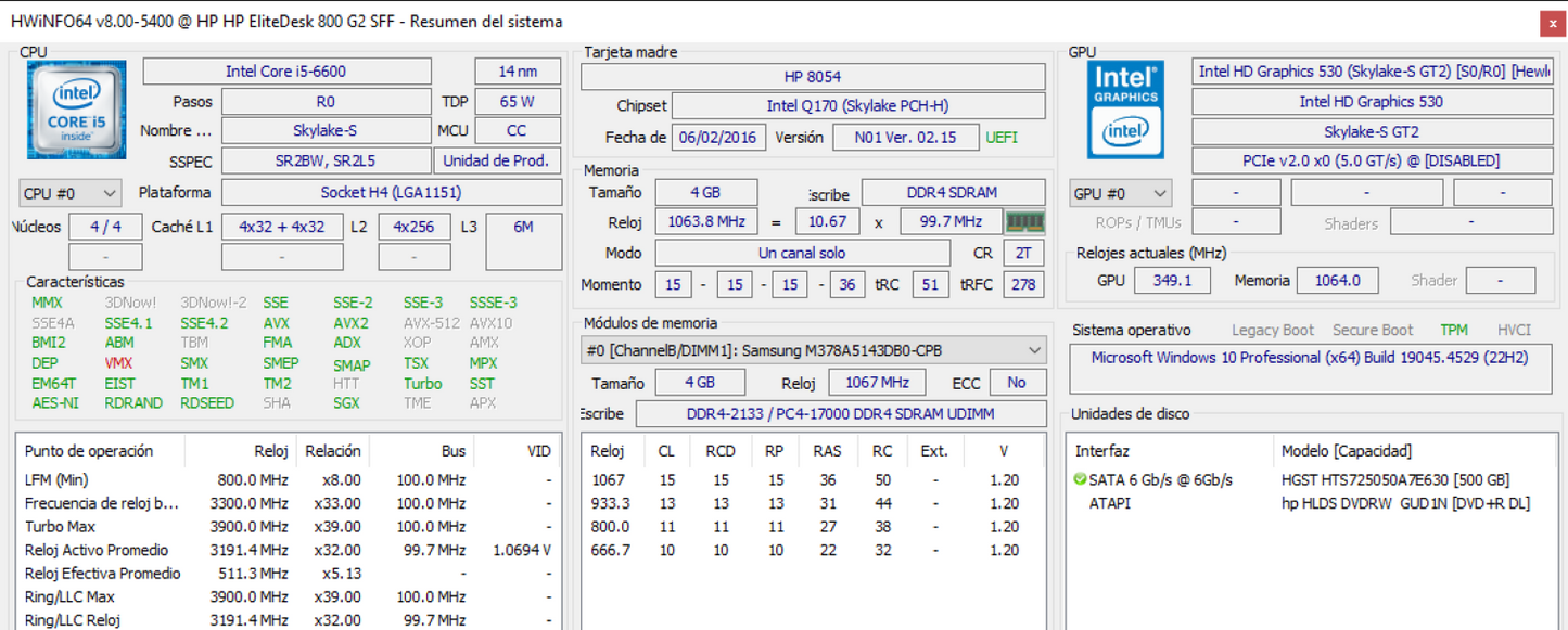CPU HP EliteDesk 800 G2 SFF
