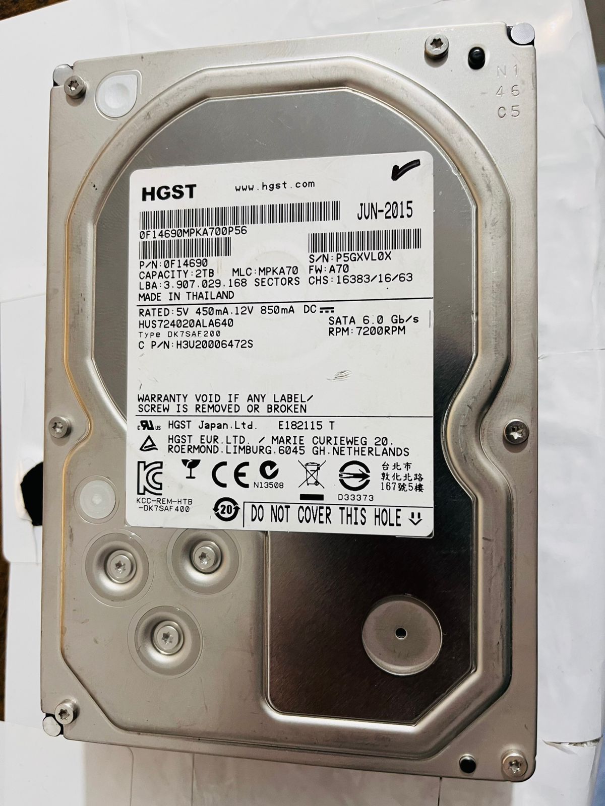 Disco Duro HGST P5GXNU6X 2TB