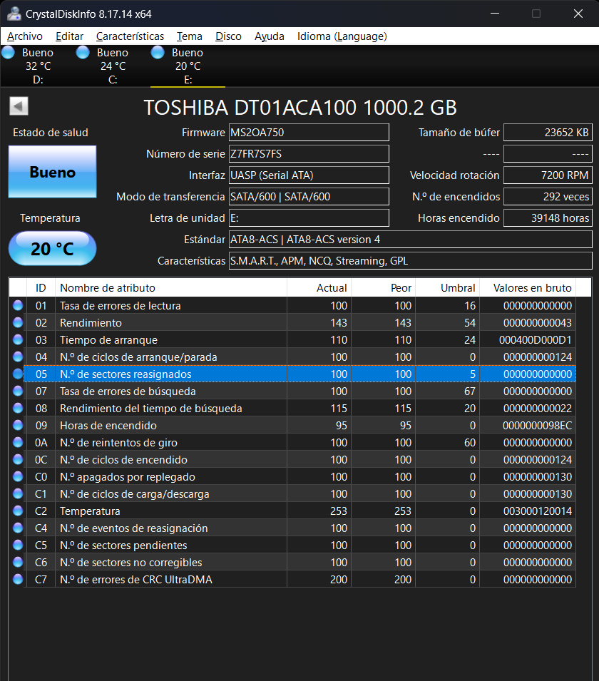 Disco duro TOSHIBA 1TB