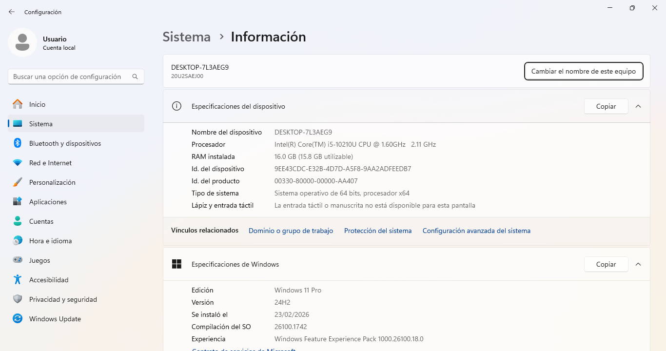 Lenovo Thinkpad L14 G1 I5 10ma 16gb Ram 256gb Ssd Win 11 Pro Negro (Reacondicionado)