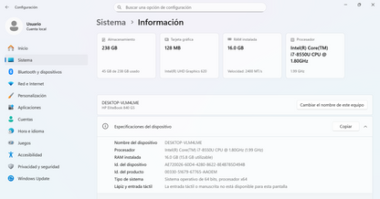 Hp Elitebook 840 G5 I7 16gb Ram 256gb Ssd Fhd Windows 11 Pro Plateado (Reacondicionado)